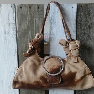 Italian Leather Shoulder Bag Snap Bling